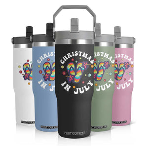 Christmas In July Summer Beach Flip Straw Tumbler Hawaii Flip Flops Hibiscus TS10 Print Your Wear