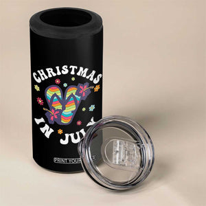Christmas In July Summer Beach 4 in 1 Can Cooler Tumbler Hawaii Flip Flops Hibiscus TS10 Print Your Wear