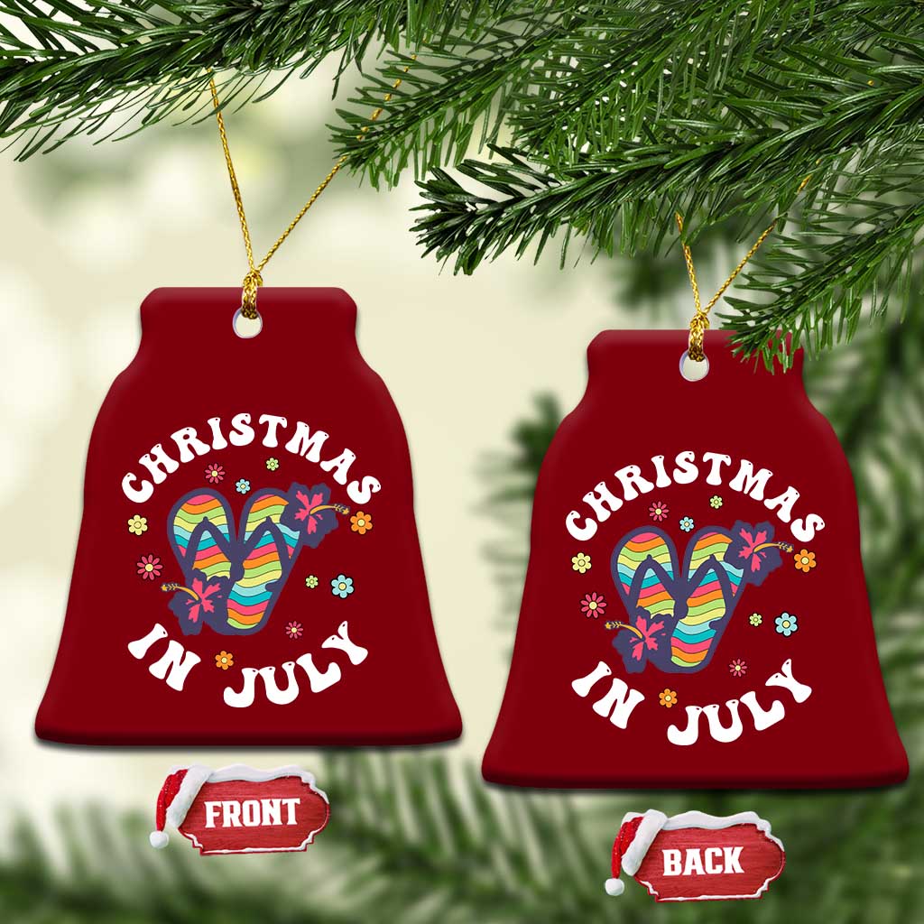 Xmas In July Summer Beach Ceramic Ornament Hawaii Flip Flops Hibiscus TS10 Print Your Wear