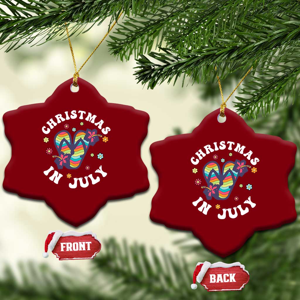 Xmas In July Summer Beach Ceramic Ornament Hawaii Flip Flops Hibiscus TS10 Print Your Wear