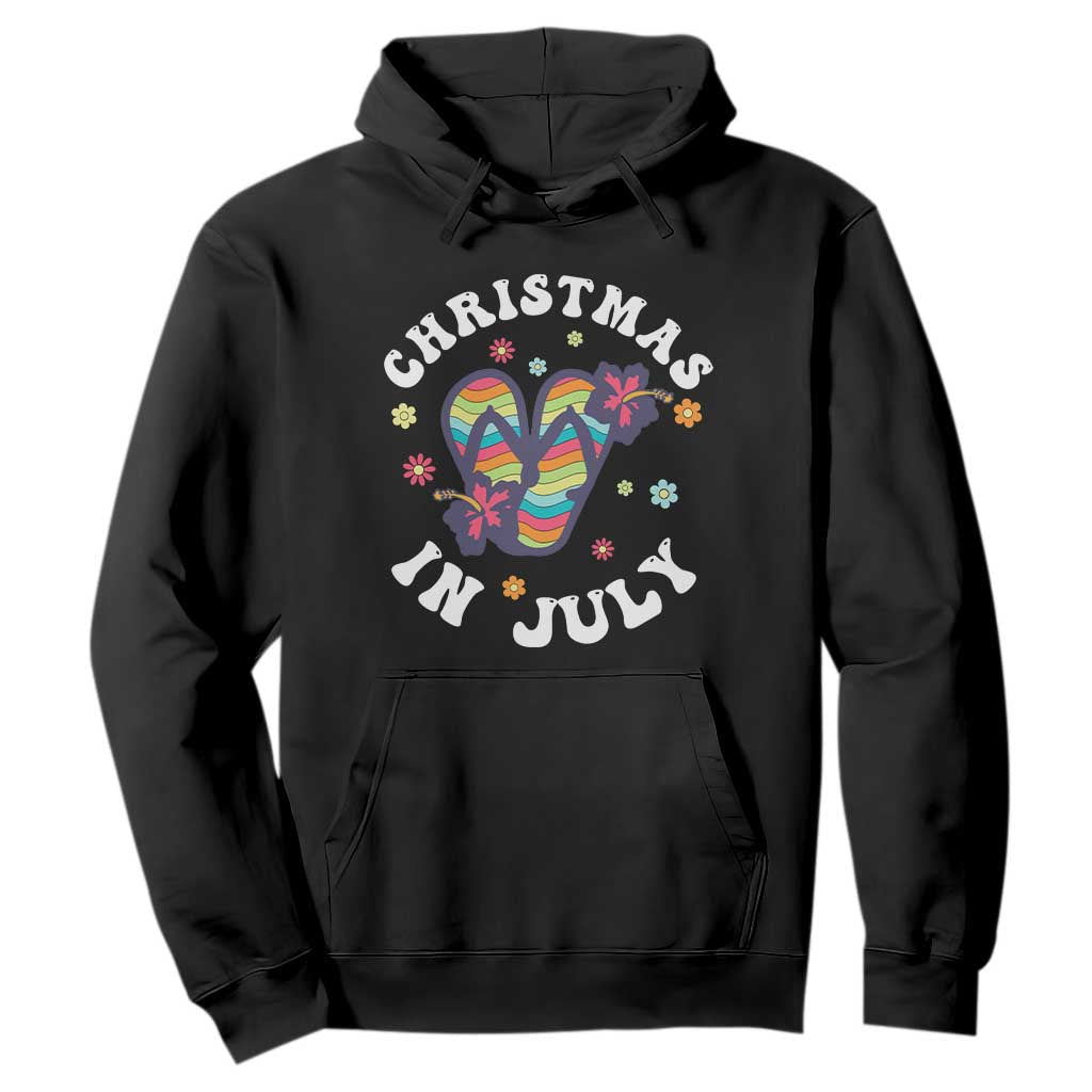 Christmas In July Summer Beach Hoodie Hawaii Flip Flops Hibiscus TS10 Black Print Your Wear