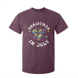 Christmas In July Summer Beach T Shirt For Kid Hawaii Flip Flops Hibiscus TS10 Maroon Print Your Wear