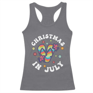 Christmas In July Summer Beach Racerback Tank Top Hawaii Flip Flops Hibiscus TS10 Charcoal Print Your Wear