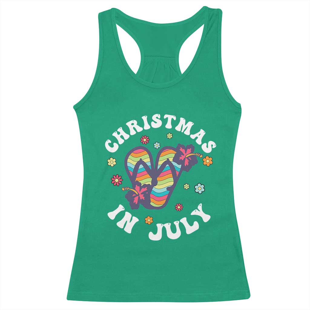 Christmas In July Summer Beach Racerback Tank Top Hawaii Flip Flops Hibiscus TS10 Irish Green Print Your Wear