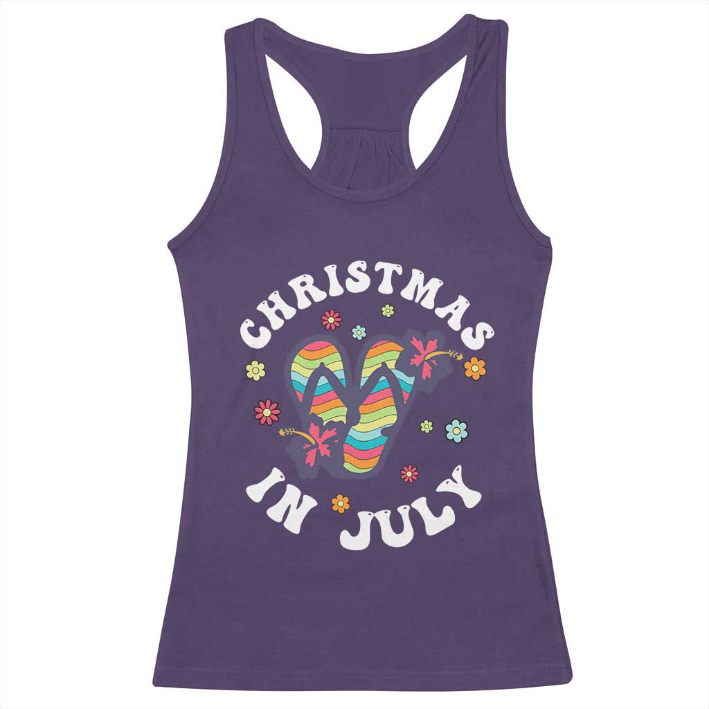 Christmas In July Summer Beach Racerback Tank Top Hawaii Flip Flops Hibiscus TS10 Purple Print Your Wear