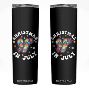 Christmas In July Summer Beach Skinny Tumbler Hawaii Flip Flops Hibiscus TS10 Black Print Your Wear