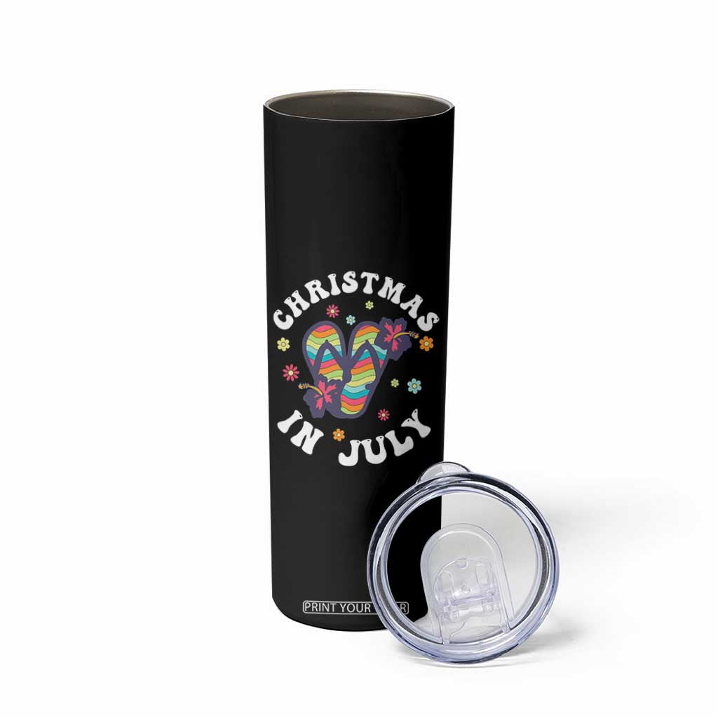 Christmas In July Summer Beach Skinny Tumbler Hawaii Flip Flops Hibiscus TS10 Print Your Wear