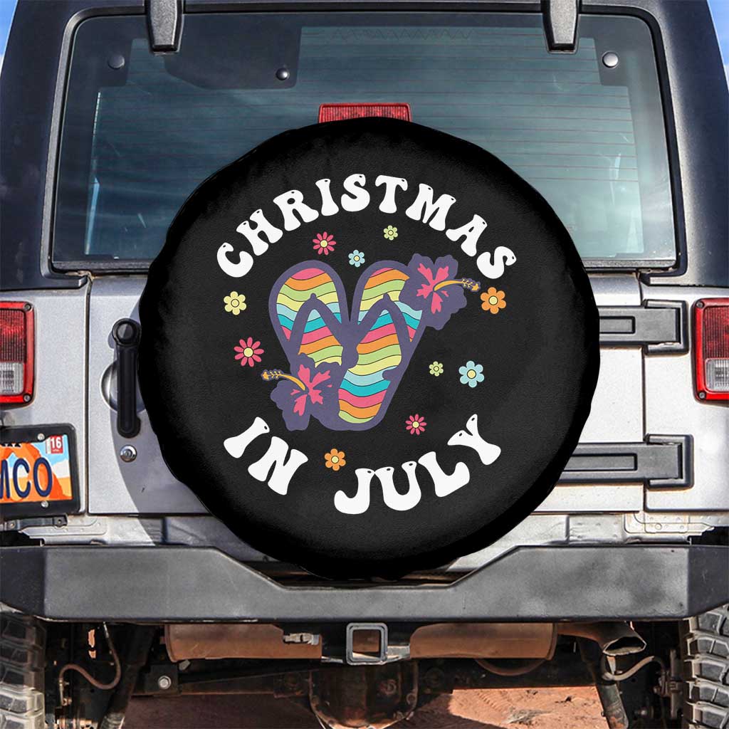 Christmas In July Summer Beach Spare Tire Cover Hawaii Flip Flops Hibiscus TS10 No hole Black Print Your Wear