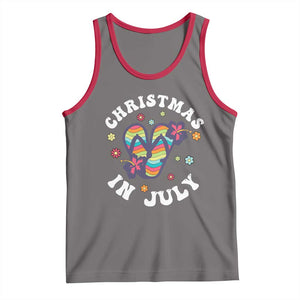 Christmas In July Summer Beach Tank Top Hawaii Flip Flops Hibiscus TS10 Deep Heather Red Print Your Wear