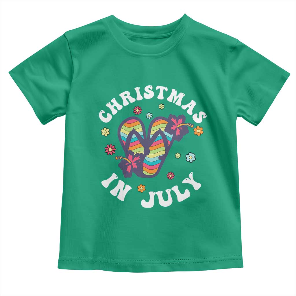 Christmas In July Summer Beach Toddler T Shirt Hawaii Flip Flops Hibiscus TS10 Irish Green Print Your Wear