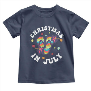 Christmas In July Summer Beach Toddler T Shirt Hawaii Flip Flops Hibiscus TS10 Navy Print Your Wear