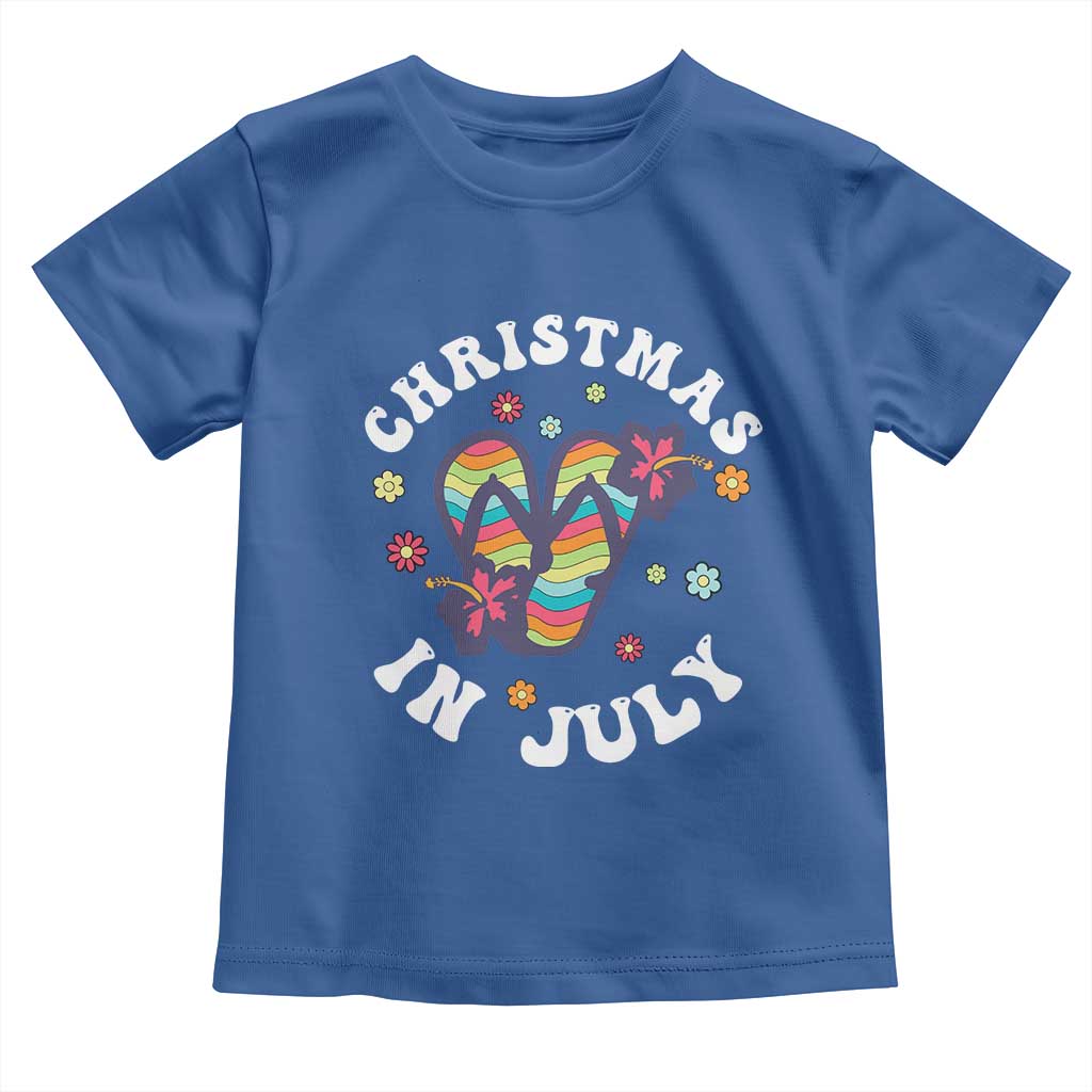 Christmas In July Summer Beach Toddler T Shirt Hawaii Flip Flops Hibiscus TS10 Royal Blue Print Your Wear