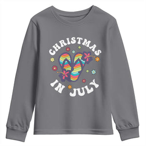 Christmas In July Summer Beach Youth Sweatshirt Hawaii Flip Flops Hibiscus TS10 Charcoal Print Your Wear