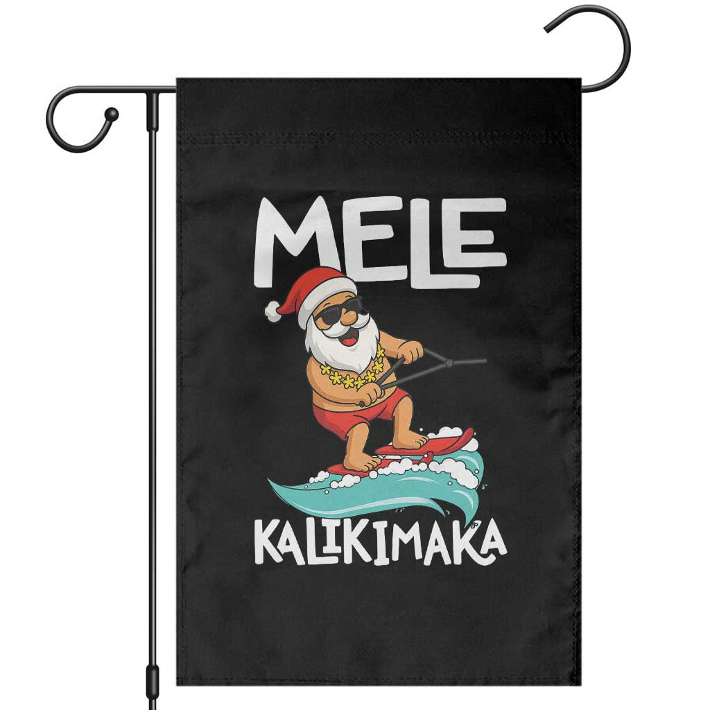 Mele Kalikimaka Garden Flag Santa Water Skiing Summer Beach Hawaiian Christmas In July TS10 Black Print Your Wear