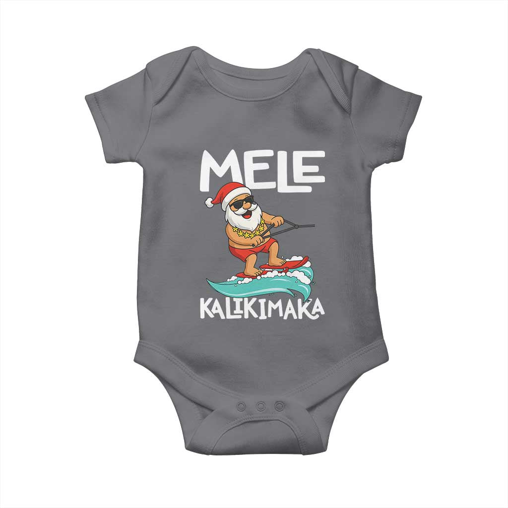 Mele Kalikimaka Baby Onesie Santa Water Skiing Summer Beach Hawaiian Christmas In July TS10 Charcoal Print Your Wear