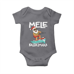 Mele Kalikimaka Baby Onesie Santa Water Skiing Summer Beach Hawaiian Christmas In July TS10 Charcoal Print Your Wear