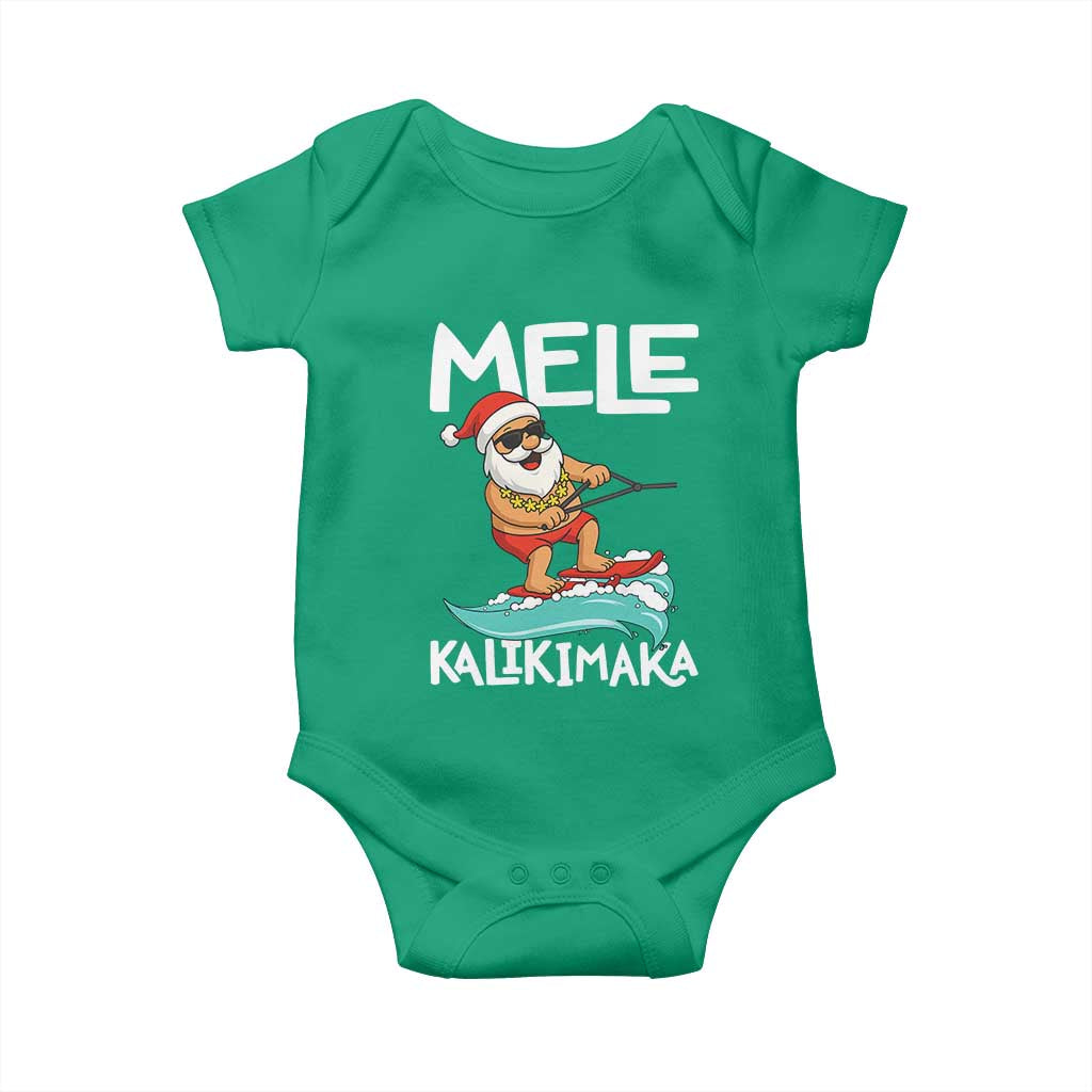 Mele Kalikimaka Baby Onesie Santa Water Skiing Summer Beach Hawaiian Christmas In July TS10 Irish Green Print Your Wear