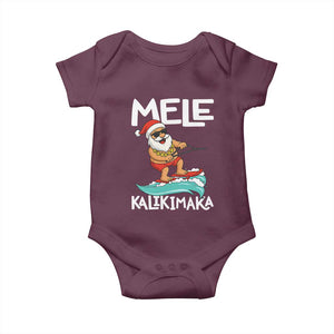 Mele Kalikimaka Baby Onesie Santa Water Skiing Summer Beach Hawaiian Christmas In July TS10 Maroon Print Your Wear