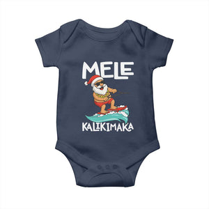 Mele Kalikimaka Baby Onesie Santa Water Skiing Summer Beach Hawaiian Christmas In July TS10 Navy Print Your Wear