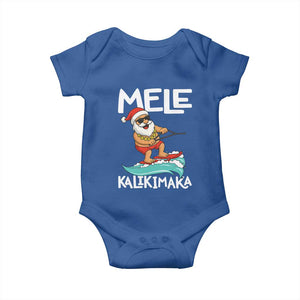 Mele Kalikimaka Baby Onesie Santa Water Skiing Summer Beach Hawaiian Christmas In July TS10 Royal Blue Print Your Wear