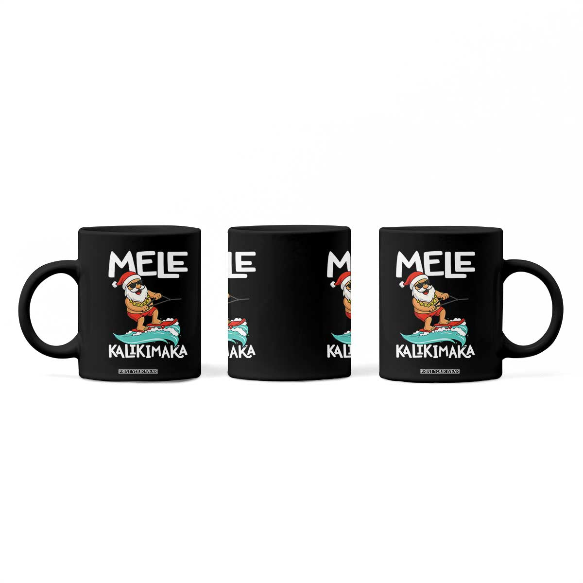 Mele Kalikimaka Coffee Mug Santa Water Skiing Summer Beach Hawaiian Christmas In July TS10 Print Your Wear