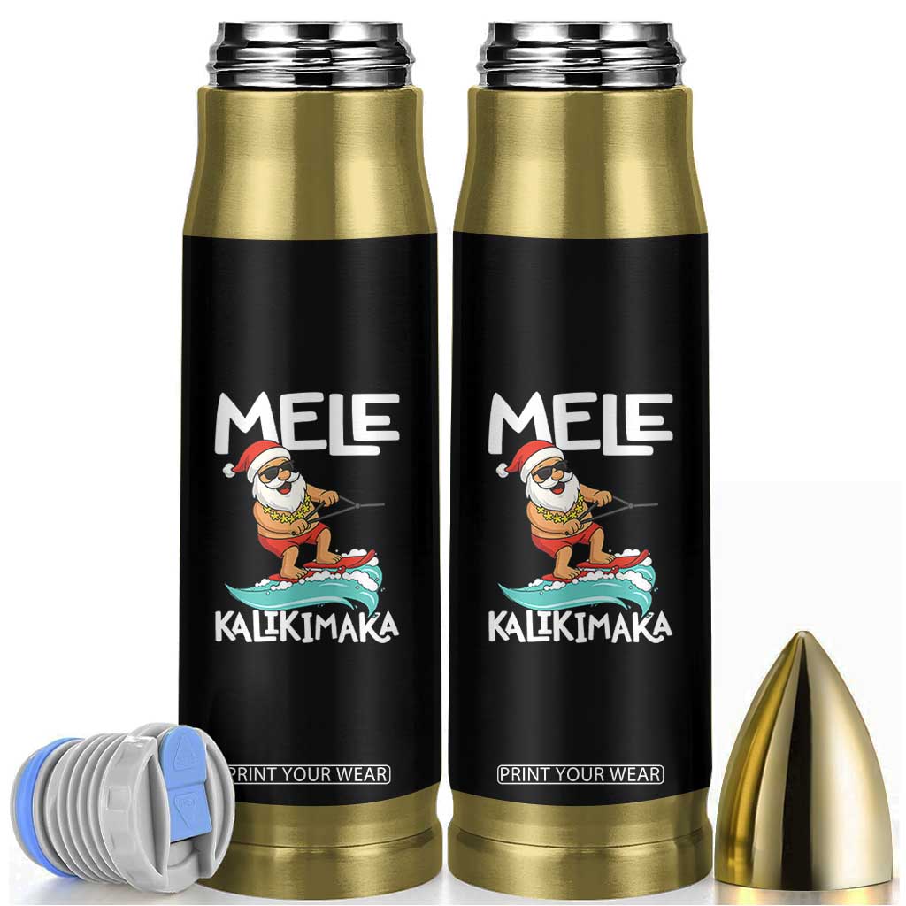 Mele Kalikimaka Bullet Tumbler Santa Water Skiing Summer Beach Hawaiian Christmas In July TS10 Black Print Your Wear