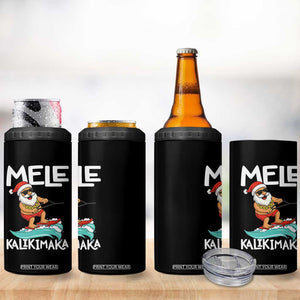 Mele Kalikimaka 4 in 1 Can Cooler Tumbler Santa Water Skiing Summer Beach Hawaiian Christmas In July TS10 Print Your Wear