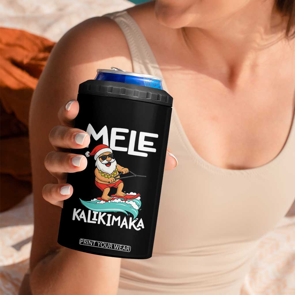 Mele Kalikimaka 4 in 1 Can Cooler Tumbler Santa Water Skiing Summer Beach Hawaiian Christmas In July TS10 Print Your Wear