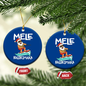 Mele Kalikimaka Ceramic Ornament Santa Water Skiing Summer Beach Hawaiian Xmas In July TS10 1pc Blue Print Your Wear