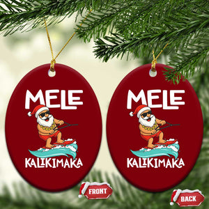 Mele Kalikimaka Ceramic Ornament Santa Water Skiing Summer Beach Hawaiian Xmas In July TS10 Print Your Wear