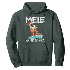 Mele Kalikimaka Hoodie Santa Water Skiing Summer Beach Hawaiian Christmas In July TS10 Dark Forest Green Print Your Wear