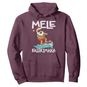 Mele Kalikimaka Hoodie Santa Water Skiing Summer Beach Hawaiian Christmas In July TS10 Maroon Print Your Wear