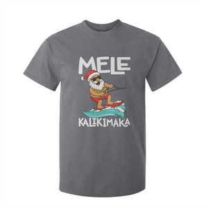 Mele Kalikimaka T Shirt For Kid Santa Water Skiing Summer Beach Hawaiian Christmas In July TS10 Charcoal Print Your Wear