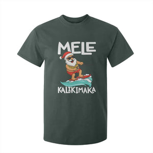 Mele Kalikimaka T Shirt For Kid Santa Water Skiing Summer Beach Hawaiian Christmas In July TS10 Dark Forest Green Print Your Wear