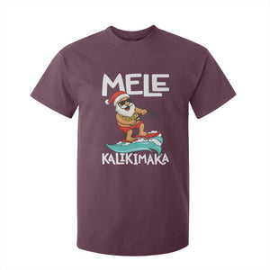Mele Kalikimaka T Shirt For Kid Santa Water Skiing Summer Beach Hawaiian Christmas In July TS10 Maroon Print Your Wear