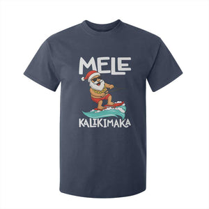 Mele Kalikimaka T Shirt For Kid Santa Water Skiing Summer Beach Hawaiian Christmas In July TS10 Navy Print Your Wear