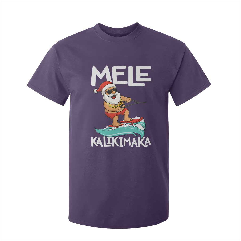 Mele Kalikimaka T Shirt For Kid Santa Water Skiing Summer Beach Hawaiian Christmas In July TS10 Purple Print Your Wear