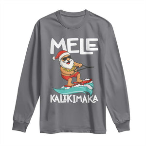 Mele Kalikimaka Long Sleeve Shirt Santa Water Skiing Summer Beach Hawaiian Christmas In July TS10 Charcoal Print Your Wear
