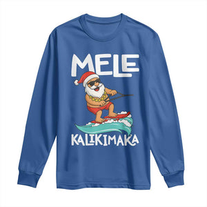 Mele Kalikimaka Long Sleeve Shirt Santa Water Skiing Summer Beach Hawaiian Christmas In July TS10 Royal Blue Print Your Wear