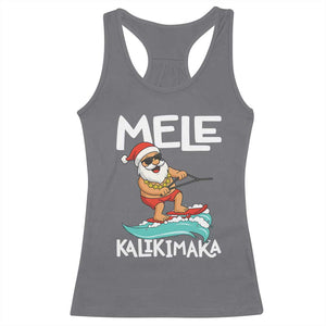 Mele Kalikimaka Racerback Tank Top Santa Water Skiing Summer Beach Hawaiian Christmas In July TS10 Charcoal Print Your Wear