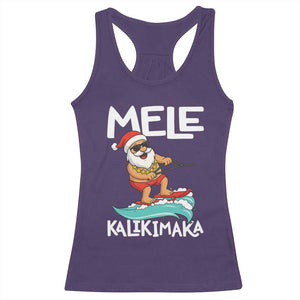 Mele Kalikimaka Racerback Tank Top Santa Water Skiing Summer Beach Hawaiian Christmas In July TS10 Purple Print Your Wear