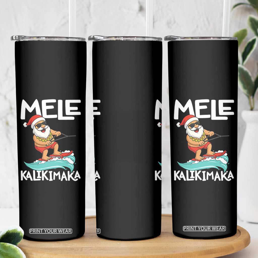 Mele Kalikimaka Skinny Tumbler Santa Water Skiing Summer Beach Hawaiian Christmas In July TS10 Print Your Wear