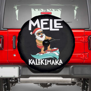 Mele Kalikimaka Spare Tire Cover Santa Water Skiing Summer Beach Hawaiian Christmas In July TS10 Black Print Your Wear