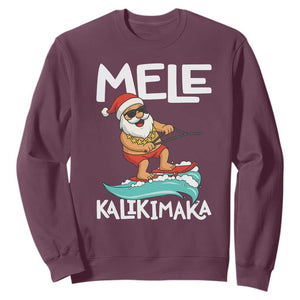 Mele Kalikimaka Sweatshirt Santa Water Skiing Summer Beach Hawaiian Christmas In July TS10 Maroon Print Your Wear