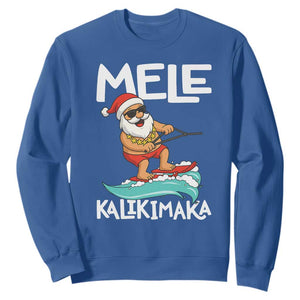 Mele Kalikimaka Sweatshirt Santa Water Skiing Summer Beach Hawaiian Christmas In July TS10 Royal Blue Print Your Wear