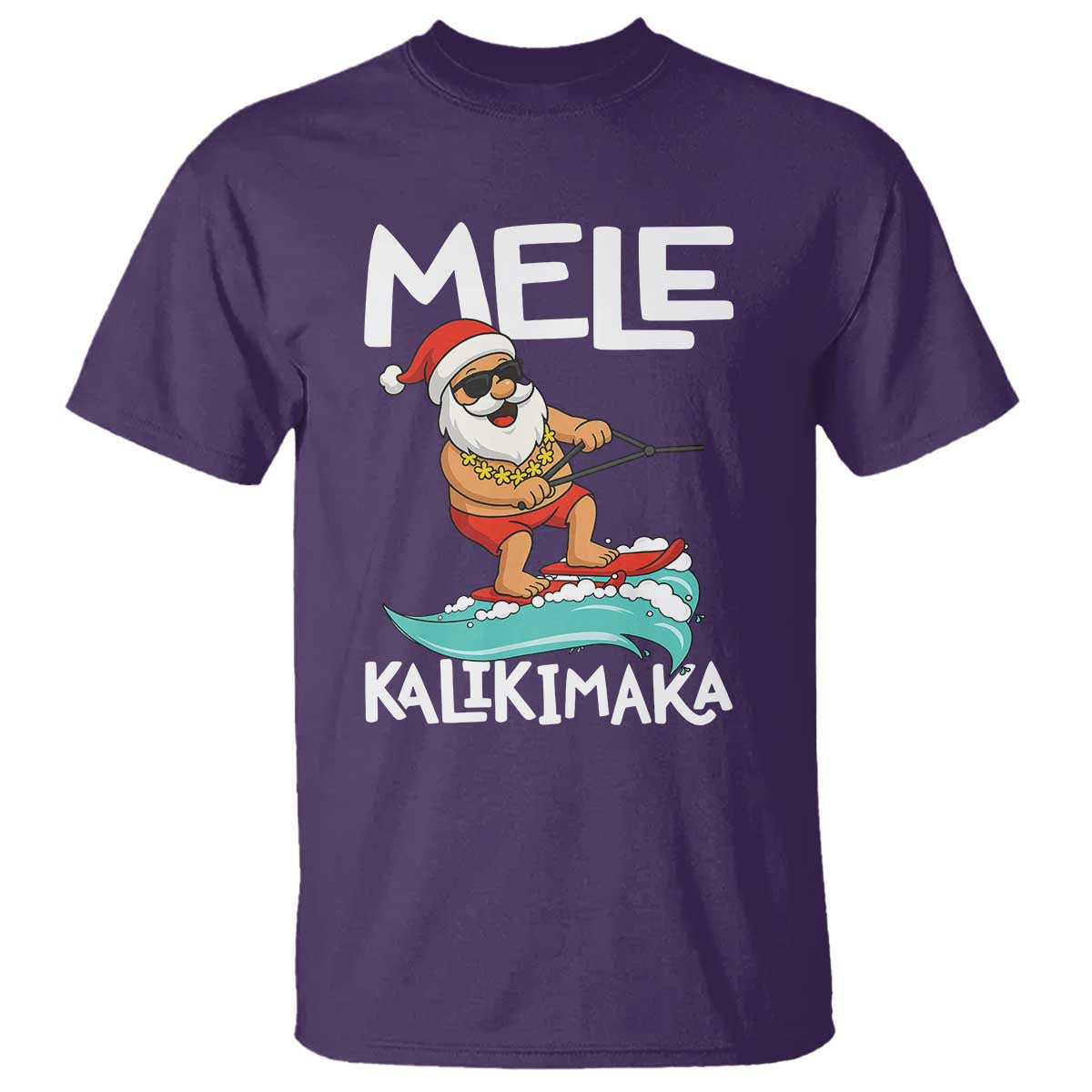 Mele Kalikimaka T Shirt Santa Water Skiing Summer Beach Hawaiian Christmas In July TS10 Purple Print Your Wear