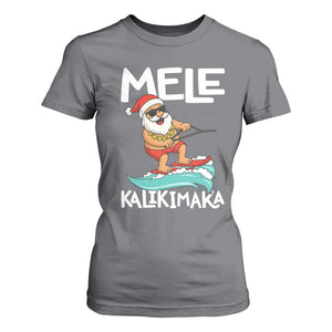 Mele Kalikimaka T Shirt For Women Santa Water Skiing Summer Beach Hawaiian Christmas In July TS10 Charcoal Print Your Wear
