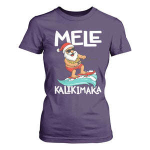 Mele Kalikimaka T Shirt For Women Santa Water Skiing Summer Beach Hawaiian Christmas In July TS10 Purple Print Your Wear