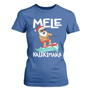 Mele Kalikimaka T Shirt For Women Santa Water Skiing Summer Beach Hawaiian Christmas In July TS10 Royal Blue Print Your Wear