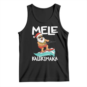 Mele Kalikimaka Tank Top Santa Water Skiing Summer Beach Hawaiian Christmas In July TS10 Black Print Your Wear
